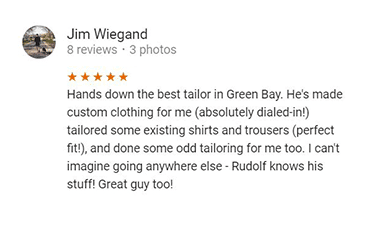 Tailor Green Bay WI Customer Review