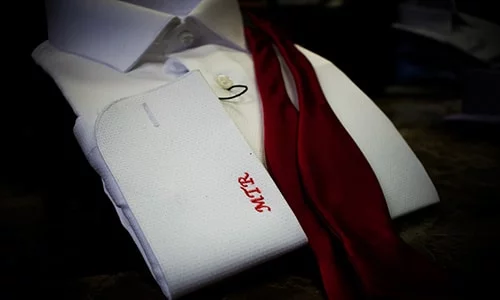 Embroidered Initials On Mens Dress Shirt